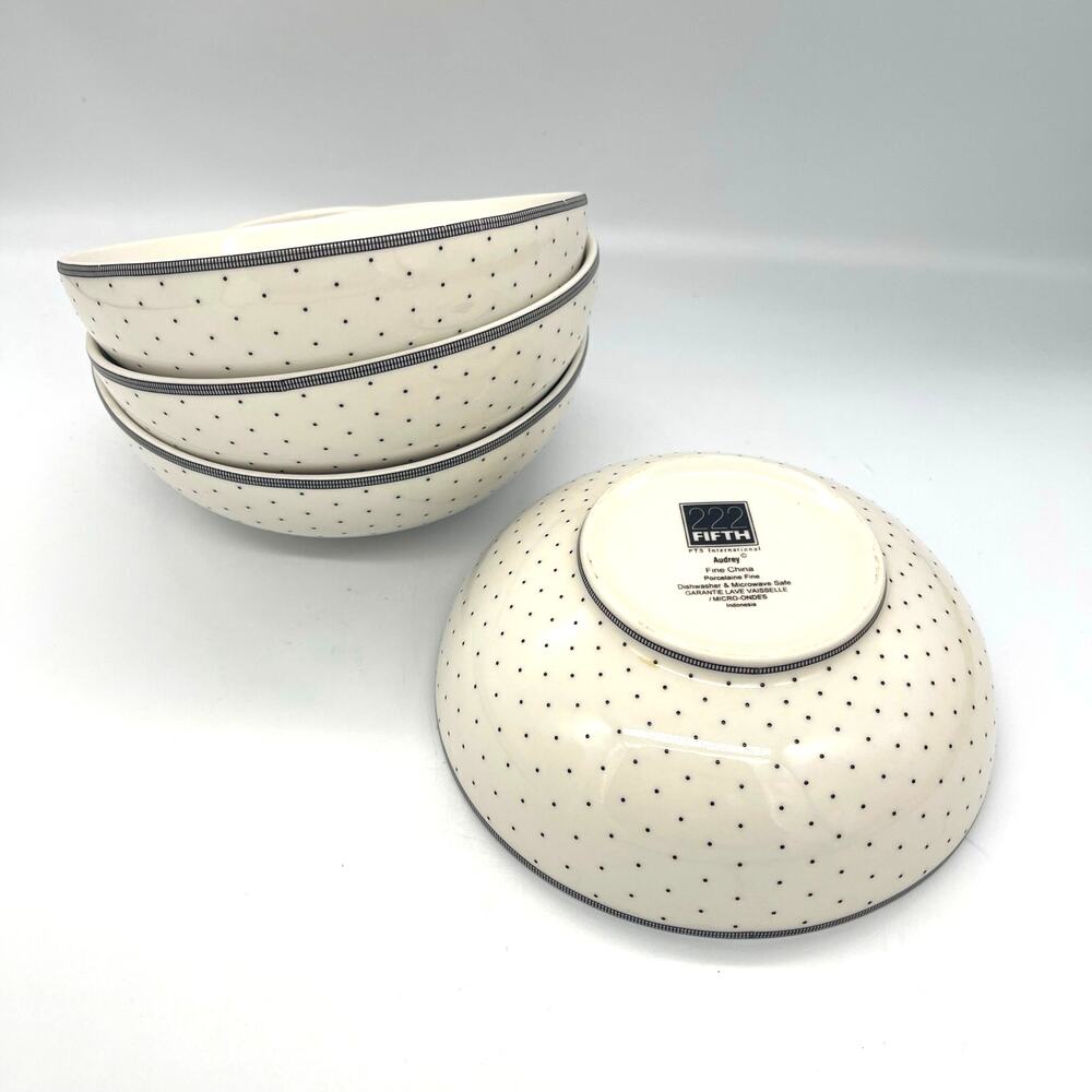 222 Fifth Audrey Set of 4 Cereal Bowls Porcelain 6,5" Wide 2.25" Tall
